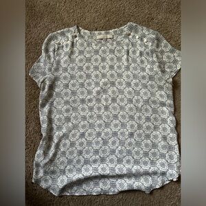 Loft Gray Patterned Blouse